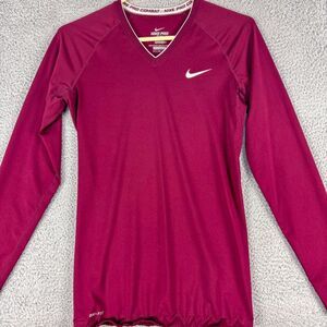 Nike Shirt Womens Large Red Pro Combat Compression Gym Train Running Outdoor‎